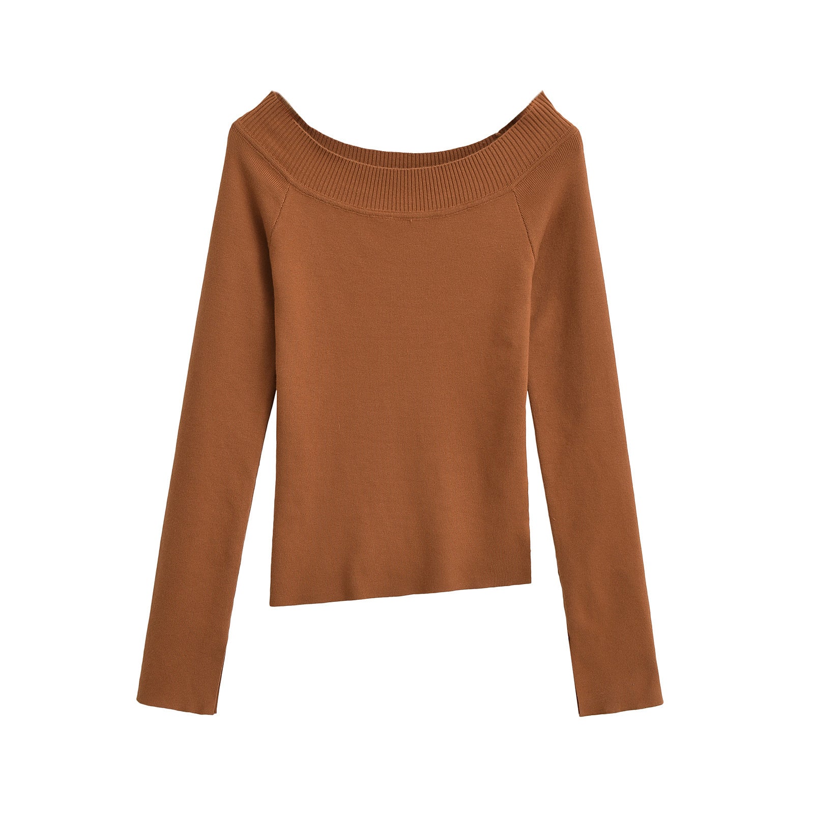 One line off shoulder slanted shoulder elastic slim fit top