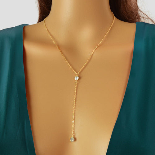 Gold Long Tassel Chain Necklace Elegant Statement Piece Jewelry for
