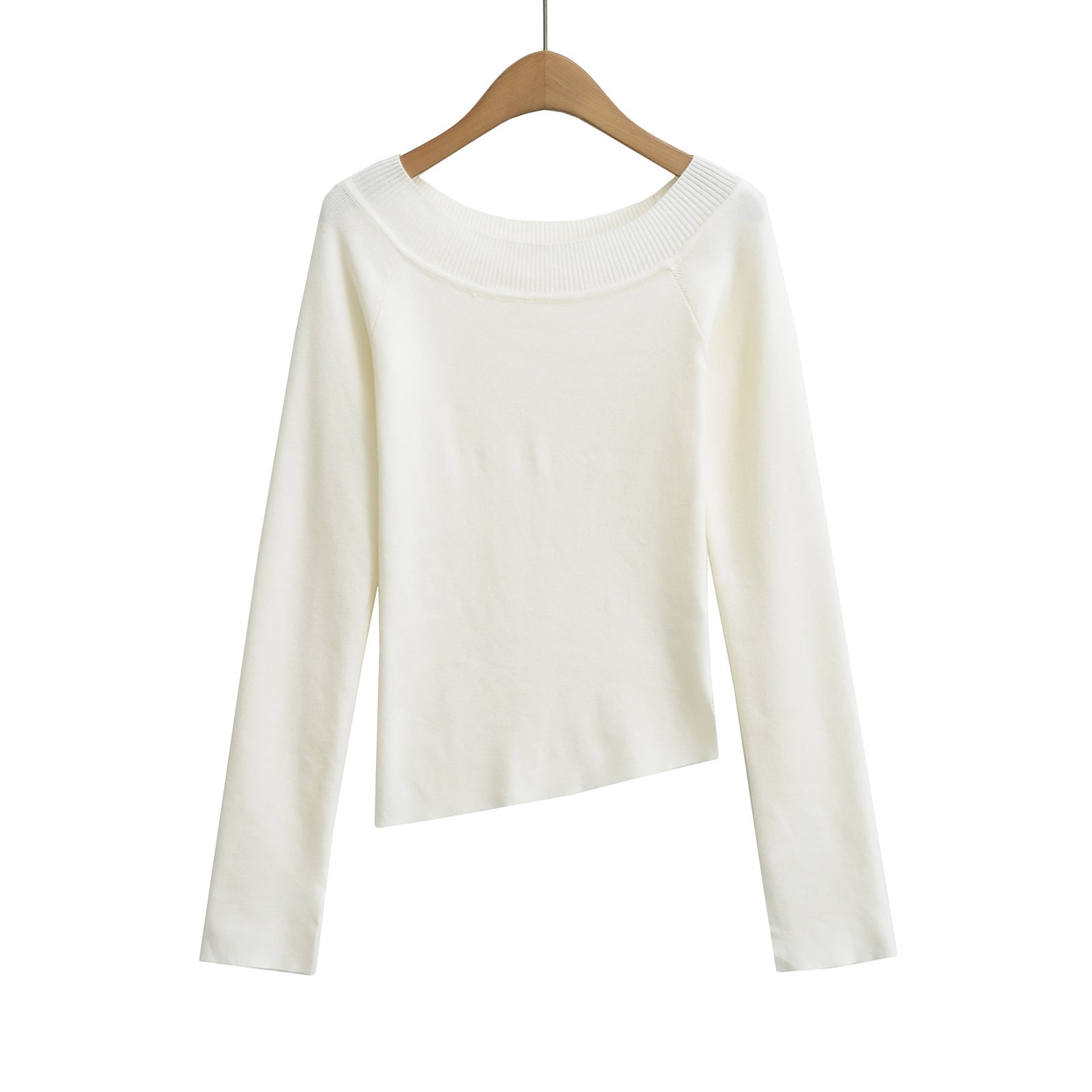 One neck slanted shoulder, off shoulder elastic slim fit top
