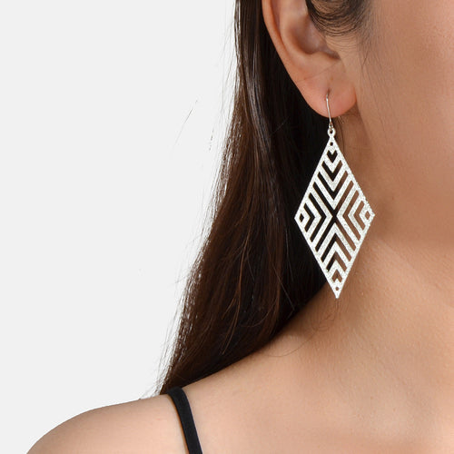 Hollow out Geometric Rhombus Drop Earrings Chic Ear Hook Boutique