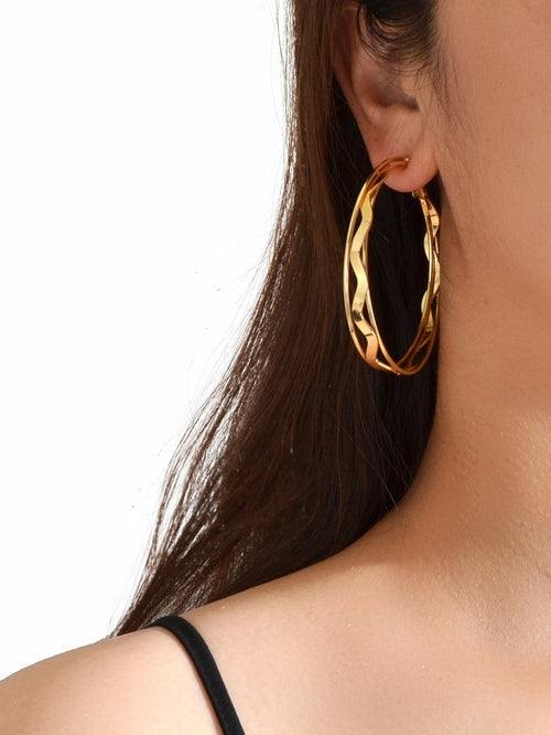 Gold Silver Geometric Statement Big Hoop Dangle Earrings Girls Party