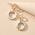 Retro Gold Lock Mottled Acrylic Marble Dangle Geometric Pierced Party
