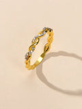 Band Women Gold Metal with Rhinestone Entangled Finger Ring Engagement