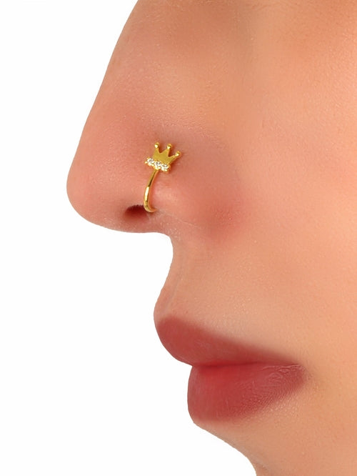1 pc Faux Lip Ear Nose Rhinestone Crown Non Piercing Clip On Nose Hoop