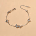 Rhinestone Decor Silver Butterfly Charm Chain Bracelet Best Friends