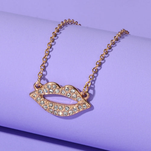 Engagement Jewellery Gift Rhinestone Decor Gold Chain Lip Charm Collar