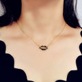 Gift Jewellery Valentine's Day Gold Chain Rhinestone Love Lips Pendant