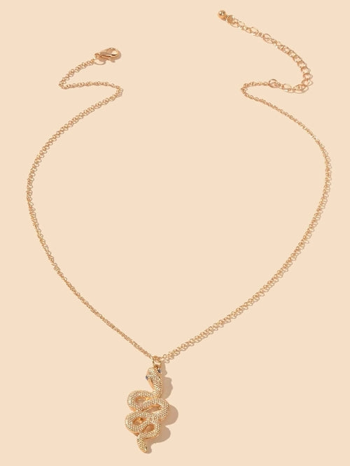 AU Post Punk Jewelry Gold Chain Snake Pendant Necklace Fashion Women