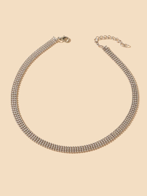 Dainty Silver Beaded Necklace to Wear Everyday Simple Minimalist Short