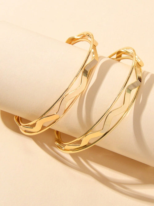 Gold Silver Geometric Statement Big Hoop Dangle Earrings Girls Party