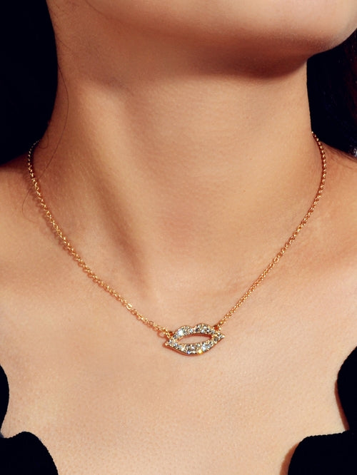 Engagement Jewellery Gift Rhinestone Decor Gold Chain Lip Charm Collar