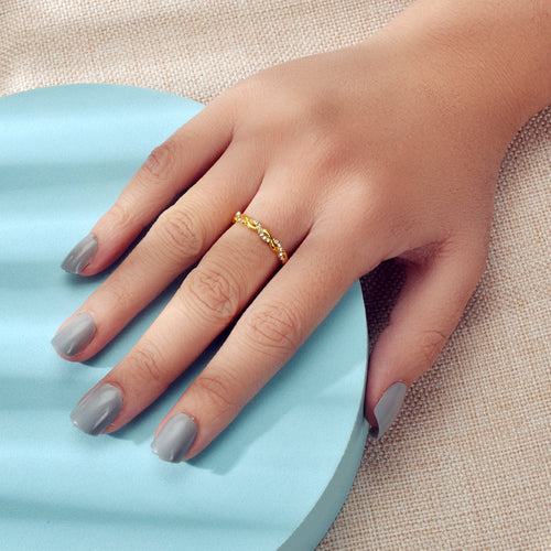 Band Women Gold Metal with Rhinestone Entangled Finger Ring Engagement