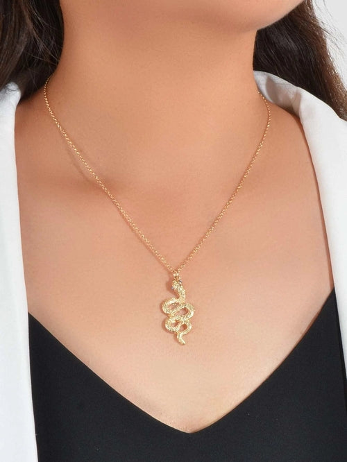 AU Post Punk Jewelry Gold Chain Snake Pendant Necklace Fashion Women