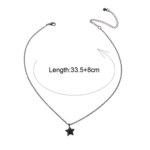 Fashion Rhinestone Jewellery Black Star Pendant Necklace Beautiful