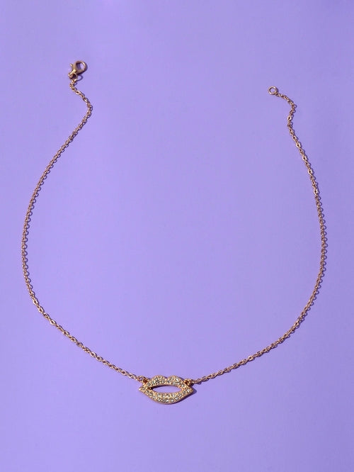Engagement Jewellery Gift Rhinestone Decor Gold Chain Lip Charm Collar