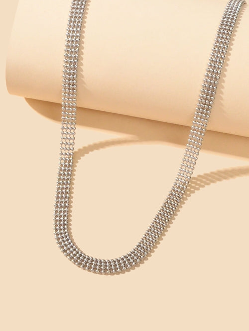 Dainty Silver Beaded Necklace to Wear Everyday Simple Minimalist Short