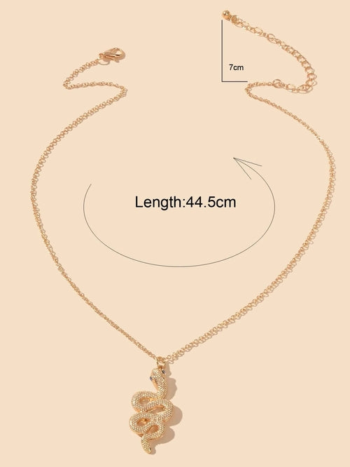 AU Post Punk Jewelry Gold Chain Snake Pendant Necklace Fashion Women