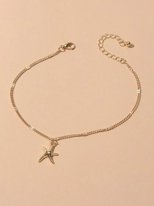 1 pc Silver Gold Starfish Charm Anklet Boho Beach Bracelet Foot Chain