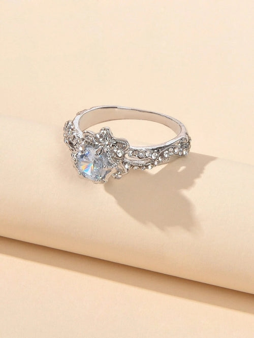 AU Local Luxury Jewelry Shiny Rhinestone Eternity Ring Wedding Party