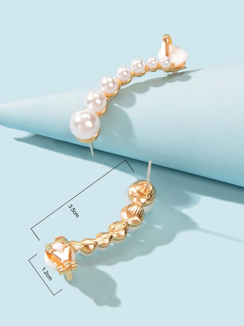 Cartilage Jewelry Ear Cuff Pearl Piercing Crawler Climber Stud Earring