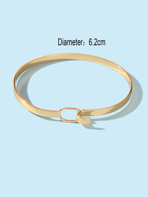 HipHop Jewelry Gold Metal Minimalist Geometric Bracelet Golden Bangle