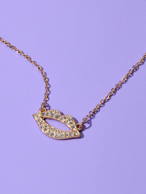 Engagement Jewellery Gift Rhinestone Decor Gold Chain Lip Charm Collar