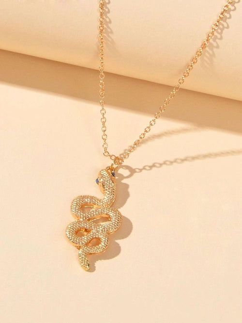 AU Post Punk Jewelry Gold Chain Snake Pendant Necklace Fashion Women