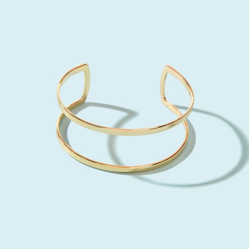 Fashion Minimalist Gold Hollow Wide Opening Bracelet Bangle for Women