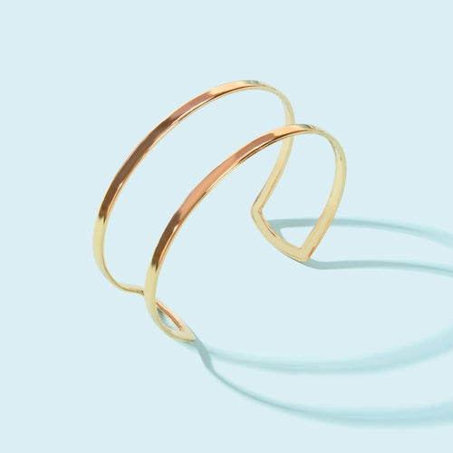 Fashion Minimalist Gold Hollow Wide Opening Bracelet Bangle for Women