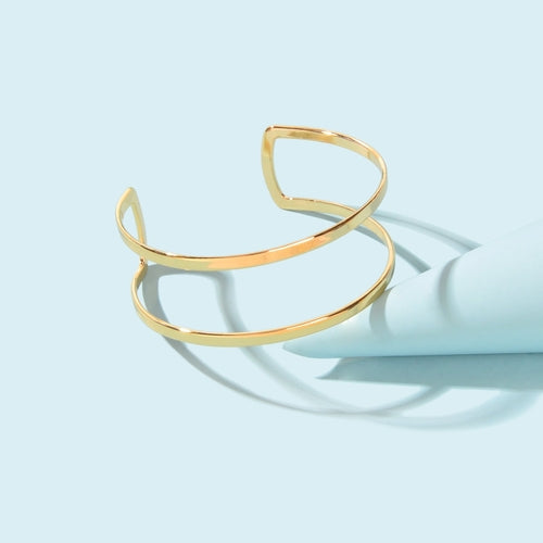 Fashion Minimalist Gold Hollow Wide Opening Bracelet Bangle for Women