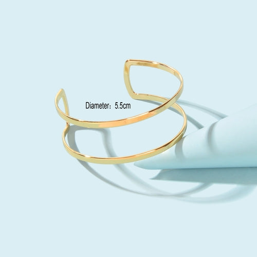 Fashion Minimalist Gold Hollow Wide Opening Bracelet Bangle for Women