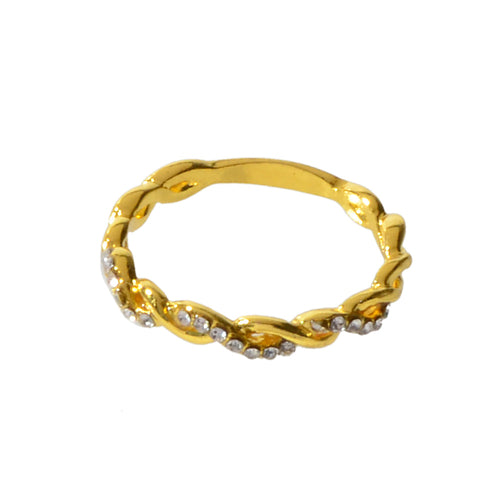 Band Women Gold Metal with Rhinestone Entangled Finger Ring Engagement