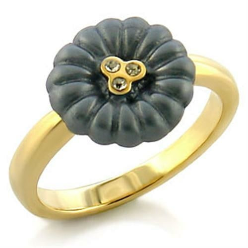 LO519 - Gold White Metal Ring with Top Grade Crystal  in Blue Topaz