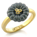 LO519 - Gold White Metal Ring with Top Grade Crystal  in Blue Topaz